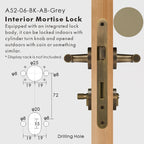 Leather Wrapped Solid Brass Door Lever Set, European Mortise