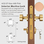 Round Solid Brass Door Knob Set, European Mortise