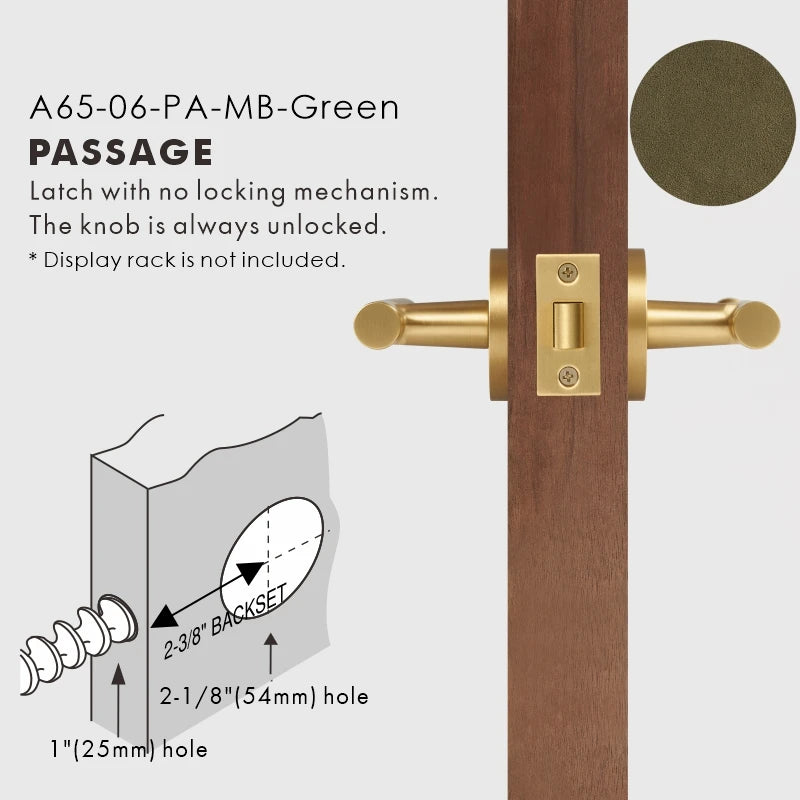 Leather Wrapped Solid Brass Door Lever Set, US Standard