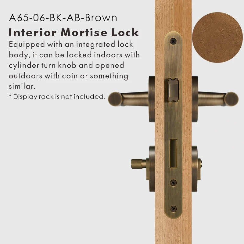 Leather Wrapped Solid Brass Door Lever Set, US Standard