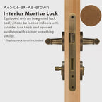 Leather Wrapped Solid Brass Door Lever Set, US Standard