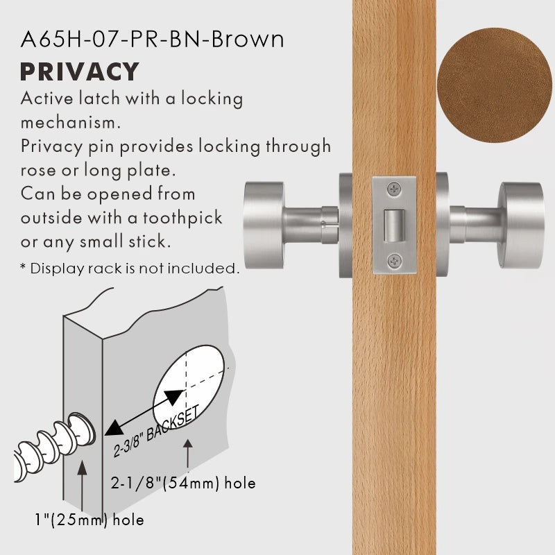 Round Solid Brass Door Knob Set, US Standard