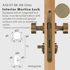 Round Solid Brass Door Knob Set, European Mortise