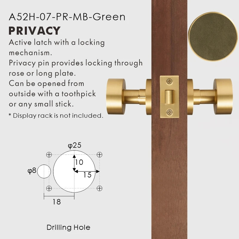 Round Solid Brass Door Knob Set, European Mortise
