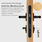 Leather Wrapped Solid Brass Door Lever Set, US Standard