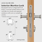 Flat Solid Brass Door Lever Set, European Mortise