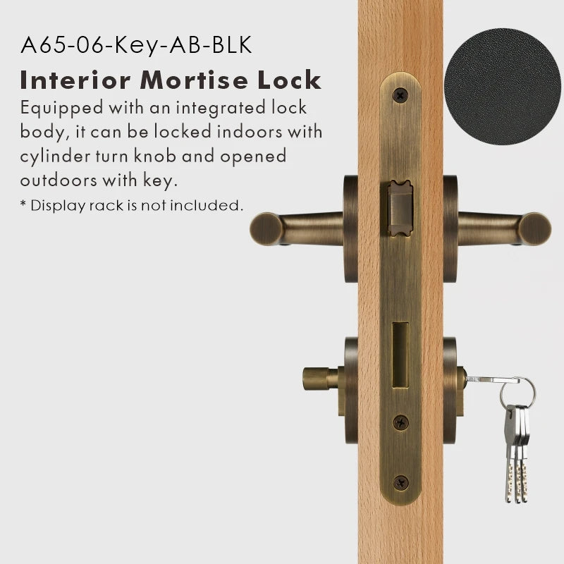 Leather Wrapped Solid Brass Door Lever Set, US Standard