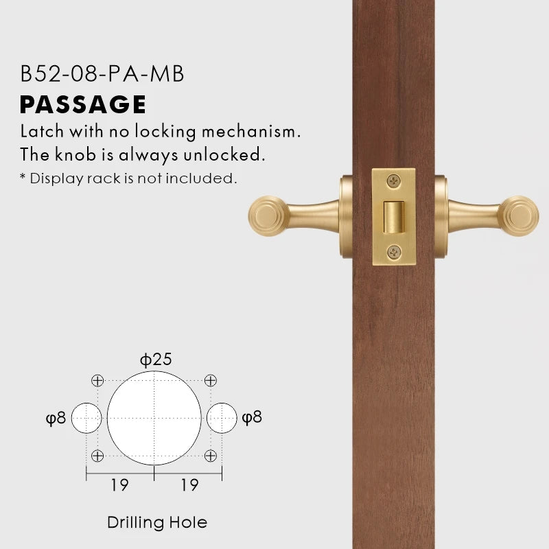 Classic Bar Solid Brass Door Lever Set, European Mortise