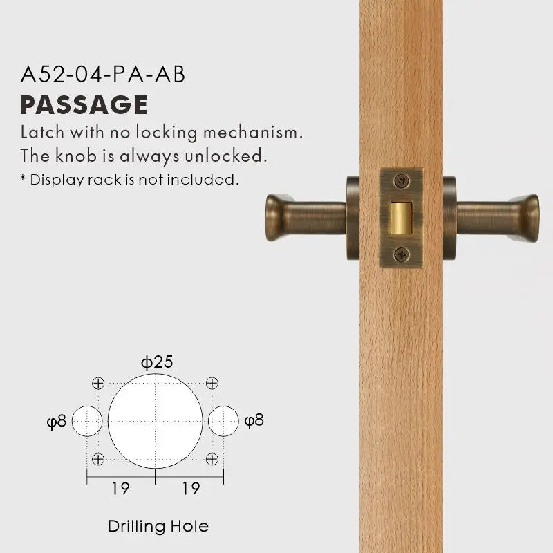 Flat Solid Brass Door Lever Set, European Mortise