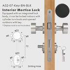 Round Solid Brass Door Knob Set, European Mortise