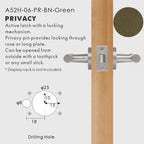 Leather Wrapped Solid Brass Door Lever Set, European Mortise