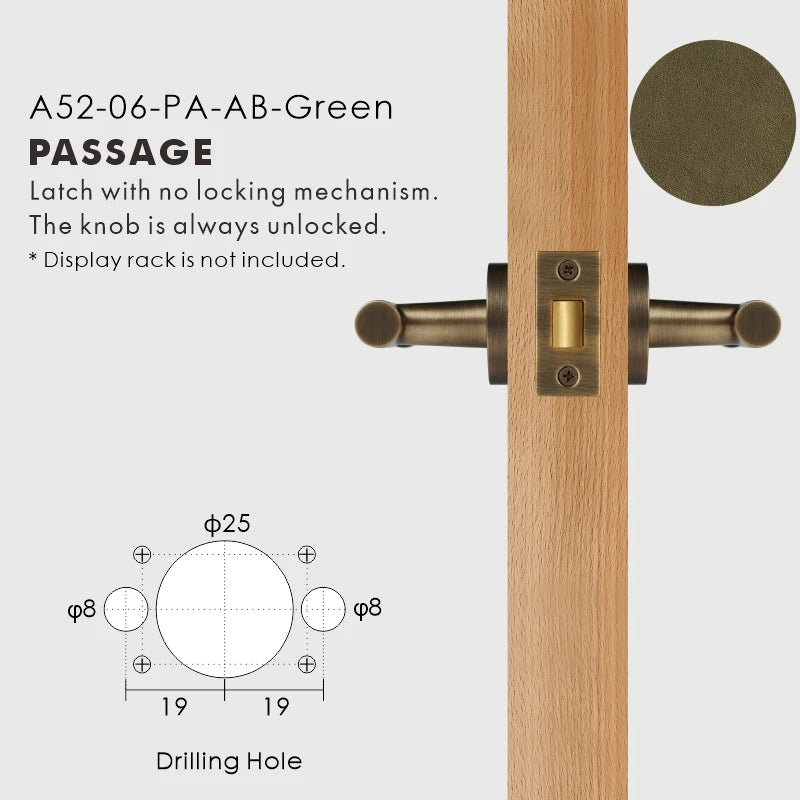 Leather Wrapped Solid Brass Door Lever Set, European Mortise