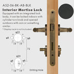 Leather Wrapped Solid Brass Door Lever Set, European Mortise
