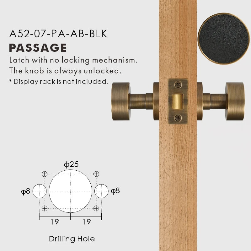 Round Solid Brass Door Knob Set, European Mortise