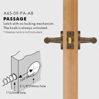Slim Plain Solid Brass Door Lever Set, US Standard