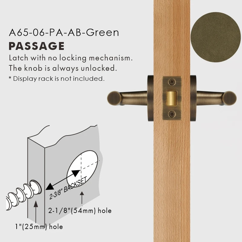 Leather Wrapped Solid Brass Door Lever Set, US Standard