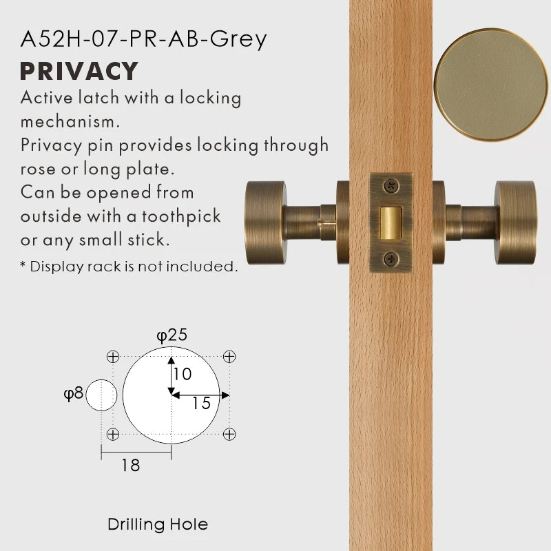 Round Solid Brass Door Knob Set, European Mortise