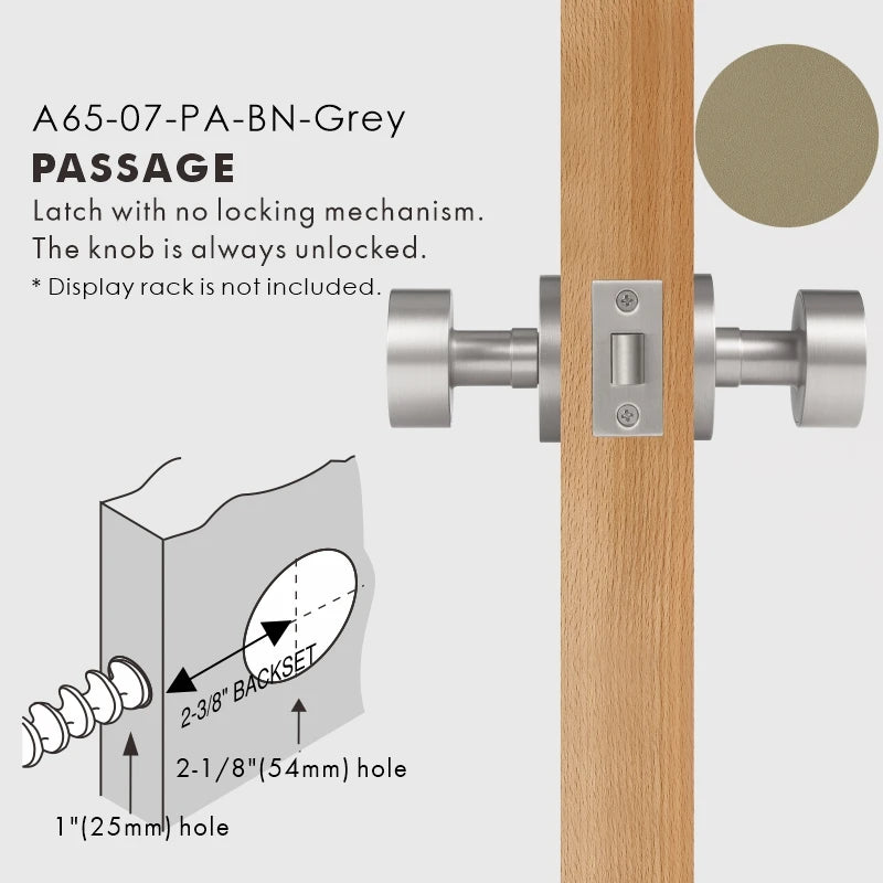 Round Solid Brass Door Knob Set, US Standard