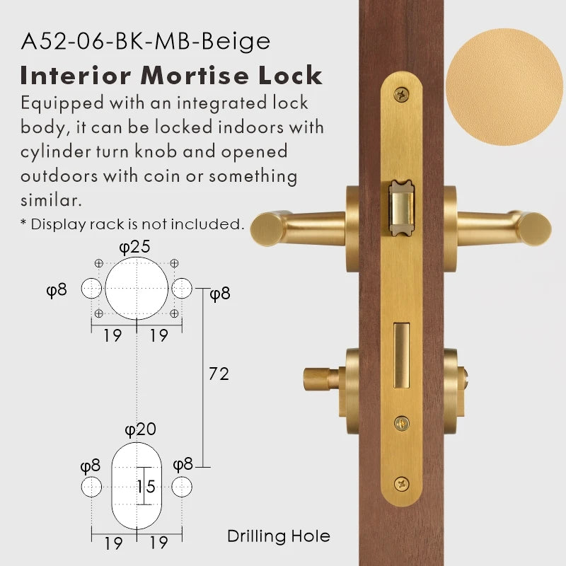 Leather Wrapped Solid Brass Door Lever Set, European Mortise