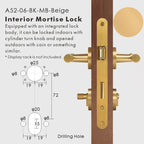 Leather Wrapped Solid Brass Door Lever Set, European Mortise