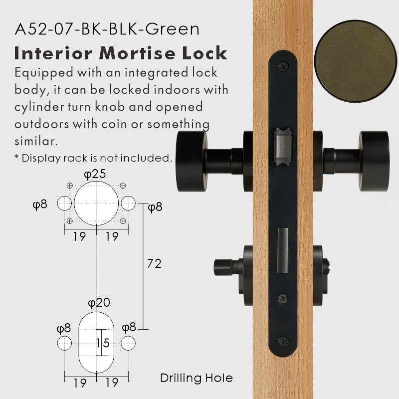 Round Solid Brass Door Knob Set, European Mortise
