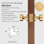 Round Solid Brass Door Knob Set, European Mortise