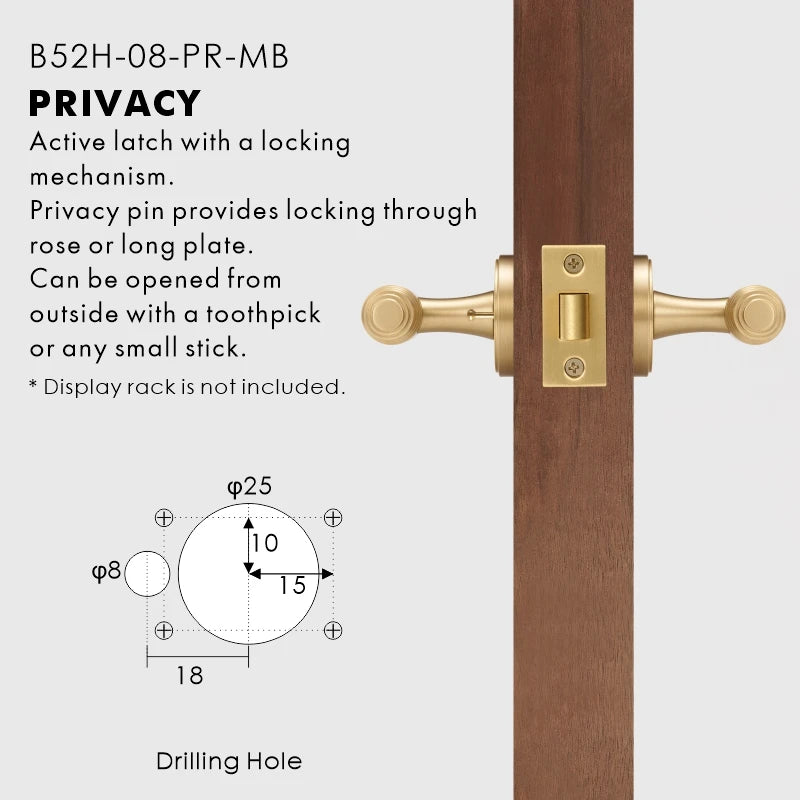Classic Bar Solid Brass Door Lever Set, European Mortise