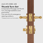 Slim Plain Solid Brass Door Lever Set, US Standard