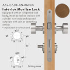 Round Solid Brass Door Knob Set, European Mortise