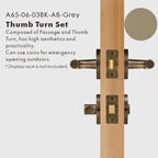 Leather Wrapped Solid Brass Door Lever Set, US Standard