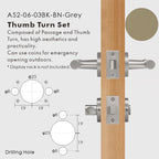 Leather Wrapped Solid Brass Door Lever Set, European Mortise