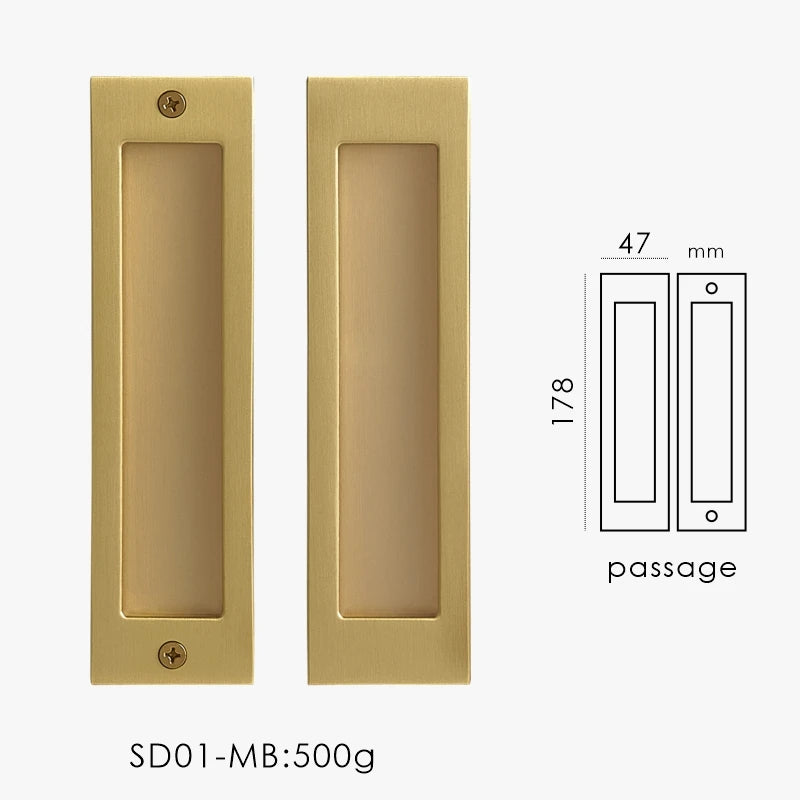 Solid Brass Flush Sliding Door Pull Set