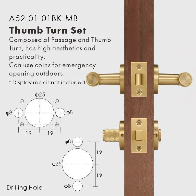 Cross Knurled Solid Brass Door Lever Set, European Mortise
