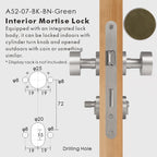 Round Solid Brass Door Knob Set, European Mortise