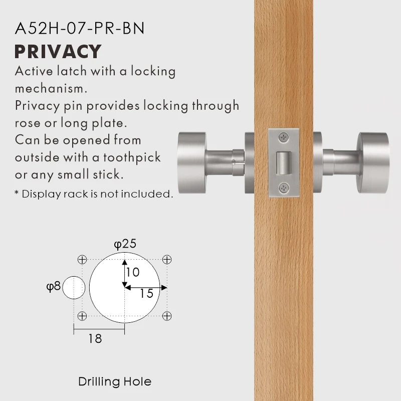Round Solid Brass Door Knob Set, European Mortise