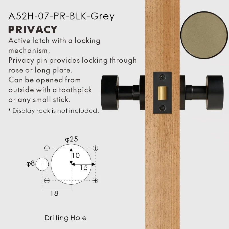Round Solid Brass Door Knob Set, European Mortise