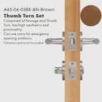 Leather Wrapped Solid Brass Door Lever Set, US Standard