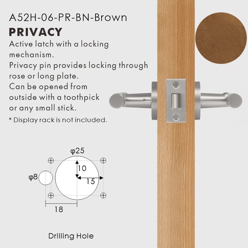 Leather Wrapped Solid Brass Door Lever Set, European Mortise