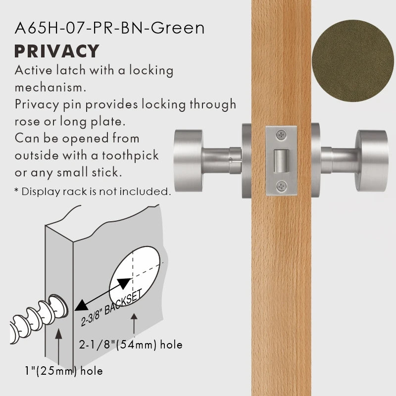 Round Solid Brass Door Knob Set, US Standard