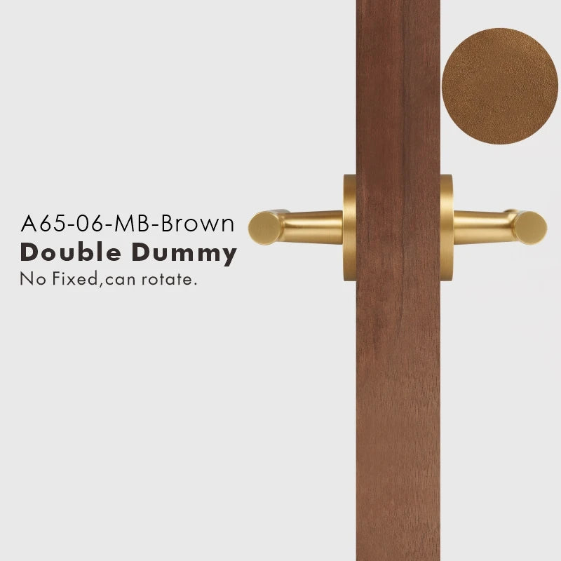 Leather Wrapped Solid Brass Door Lever Set, US Standard