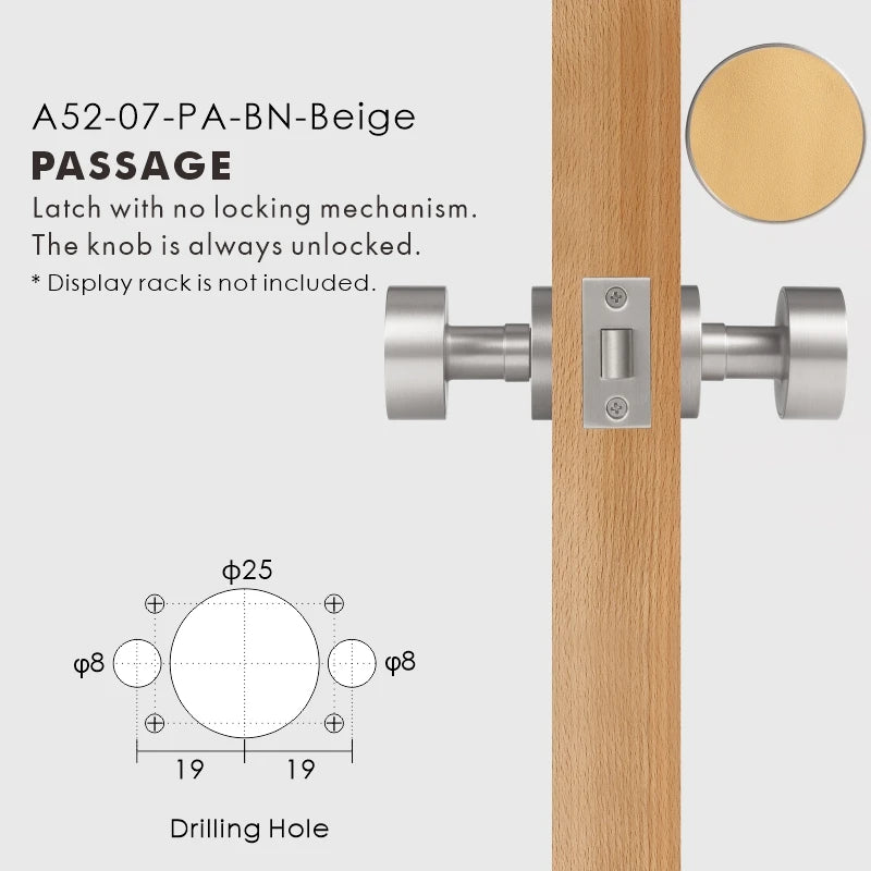 Round Solid Brass Door Knob Set, European Mortise