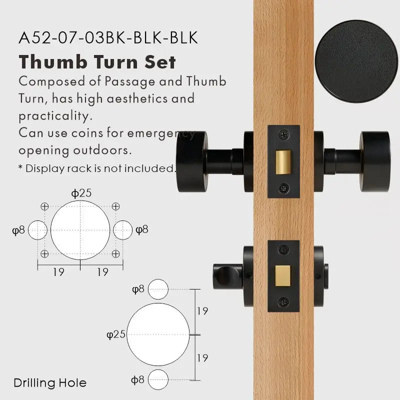 Round Solid Brass Door Knob Set, European Mortise