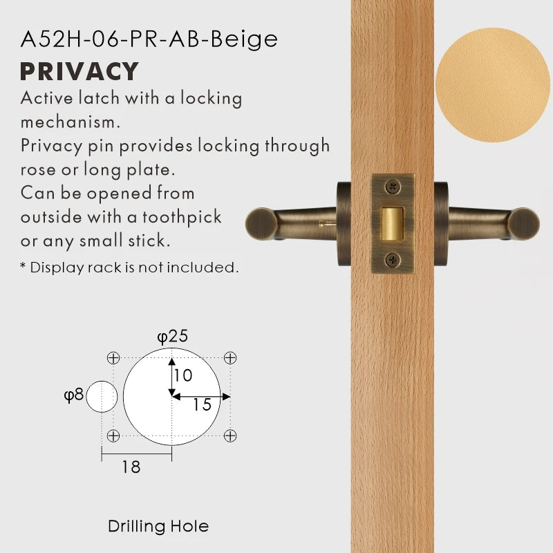 Leather Wrapped Solid Brass Door Lever Set, European Mortise