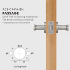 Flat Solid Brass Door Lever Set, European Mortise