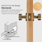 Round Solid Brass Door Knob Set, US Standard