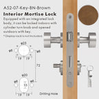 Round Solid Brass Door Knob Set, European Mortise