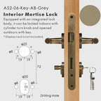 Leather Wrapped Solid Brass Door Lever Set, European Mortise