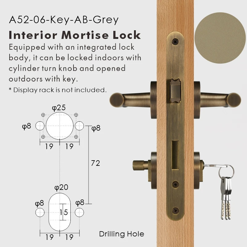 Leather Wrapped Solid Brass Door Lever Set, European Mortise