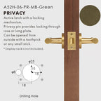 Leather Wrapped Solid Brass Door Lever Set, European Mortise