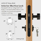 Round Solid Brass Door Knob Set, European Mortise